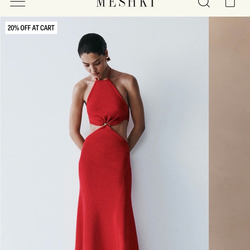 MESHKI Scarlet Backless Halter Dress
